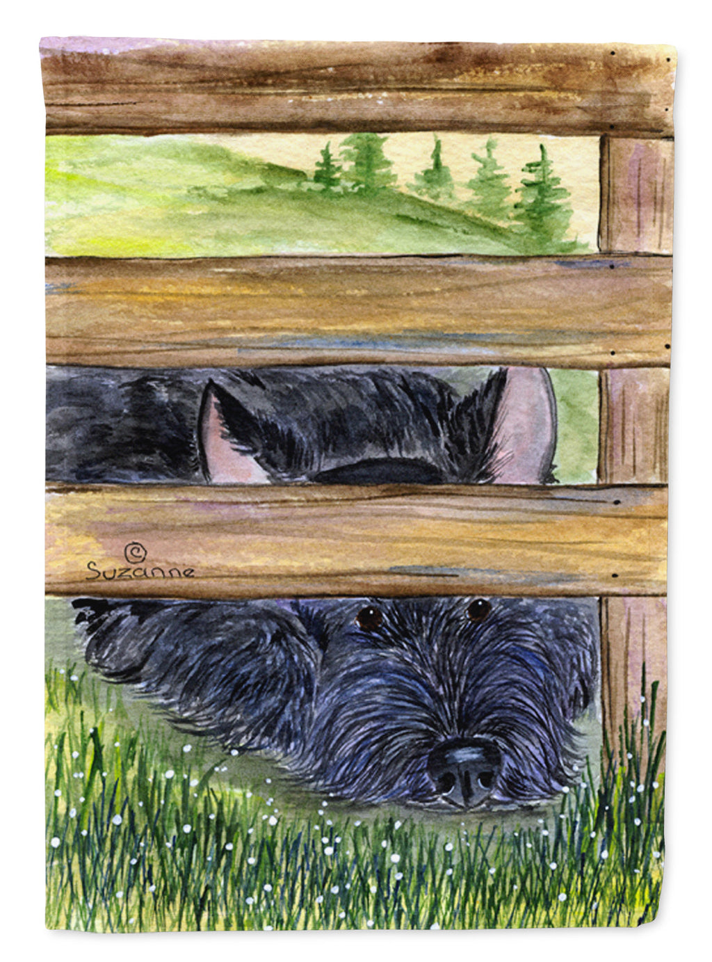 Scottish Terrier House Flag 28x40 Porch Sleeve Pole Decorative Outside Yard Banner Artwork Wall Hanging, Polyester