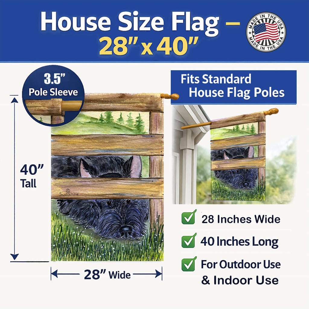 Scottish Terrier House Flag 28x40 Porch Sleeve Pole Decorative Outside Yard Banner Artwork Wall Hanging, Polyester