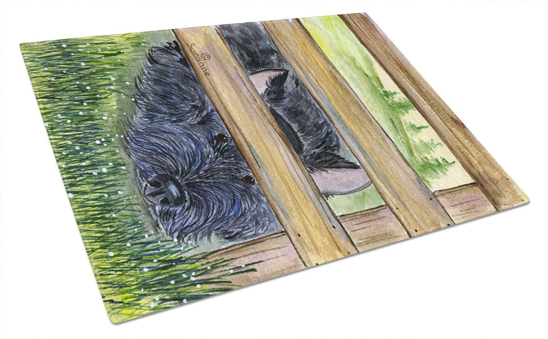 Scottish Terrier Cutting Board Tempered Glass Kitchen Cutting Surface, Heat Resistant Chopping, Non-Slip Feet, Food Prep & Serving