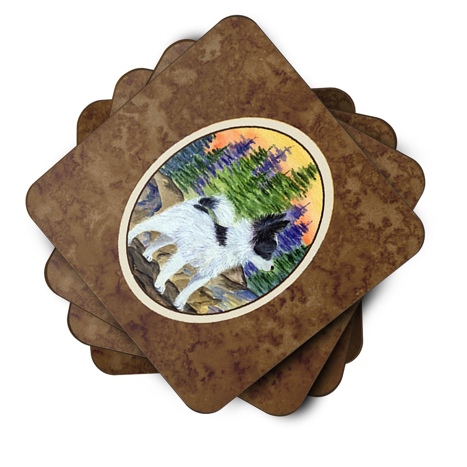 Papillon Foam Coasters Set of 4 Cup Coasters for Indoor Outdoor, Tabletop Protection, Anti Slip, Mouse pad Material