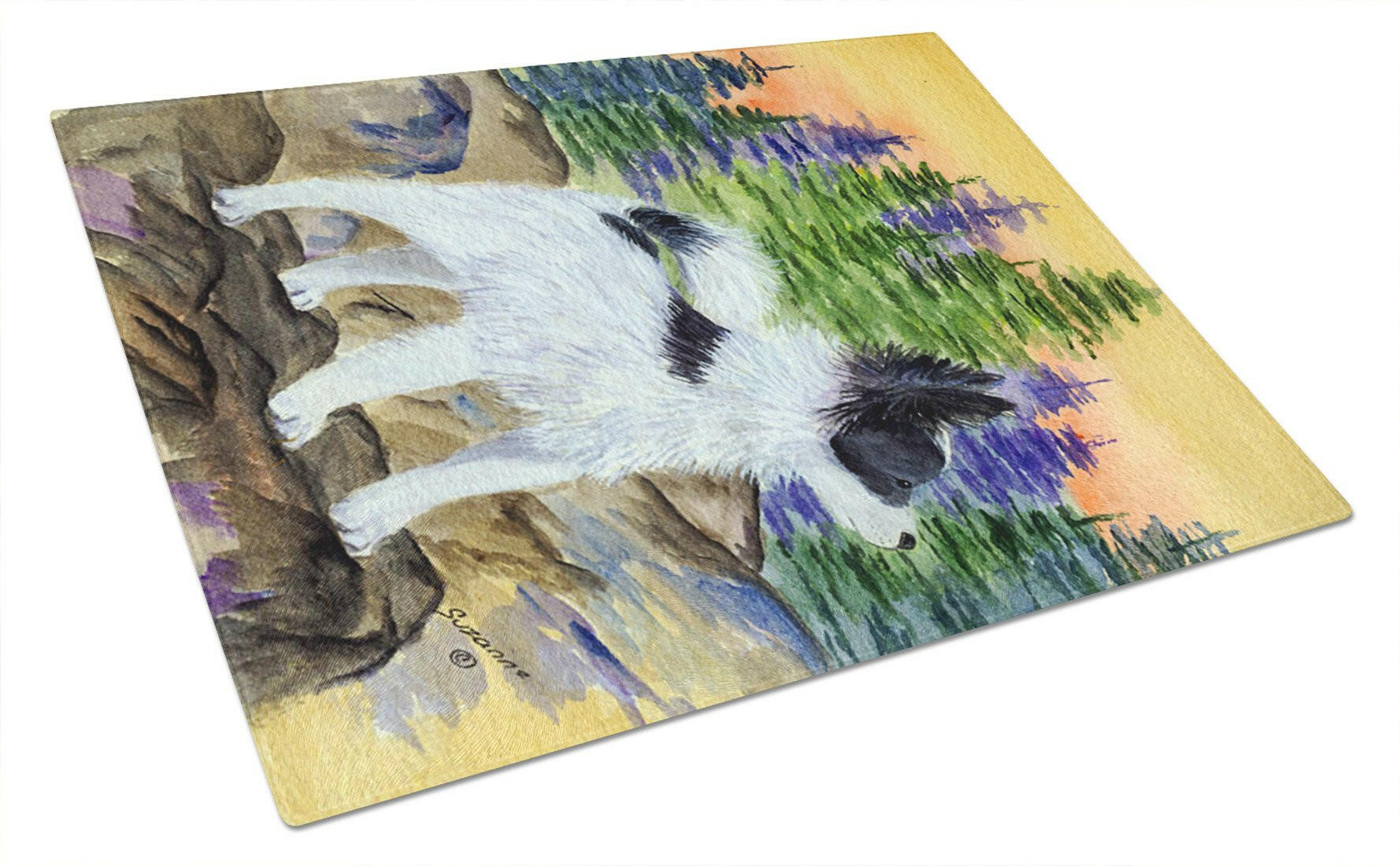 Papillon Cutting Board Tempered Glass Kitchen Cutting Surface, Heat Resistant Chopping, Non-Slip Feet, Food Prep & Serving