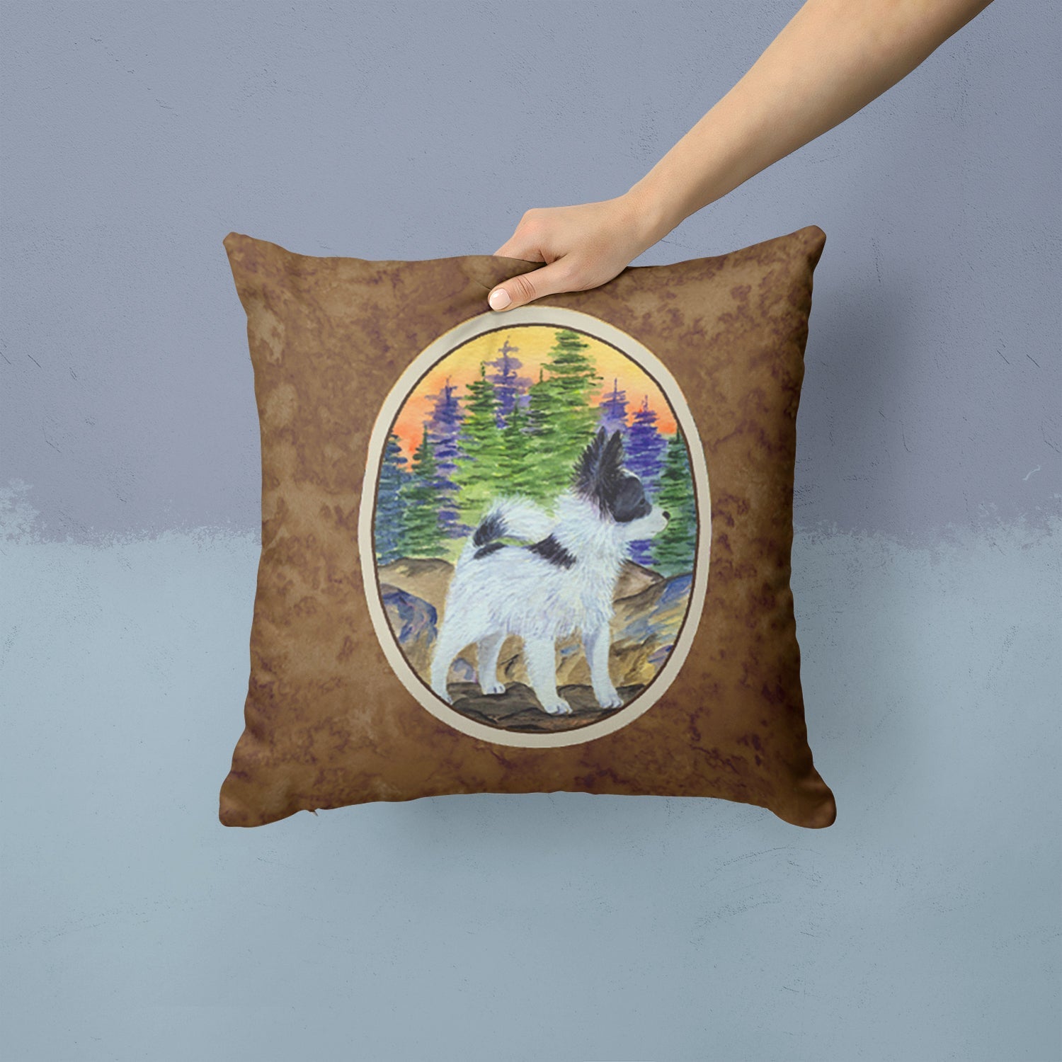 Papillon Decorative Throw Pillow 14x14 Indoor Outdoor Accent Cushion, Fabric Cover with Insert for Sofa, Bed, Porch & Living Room