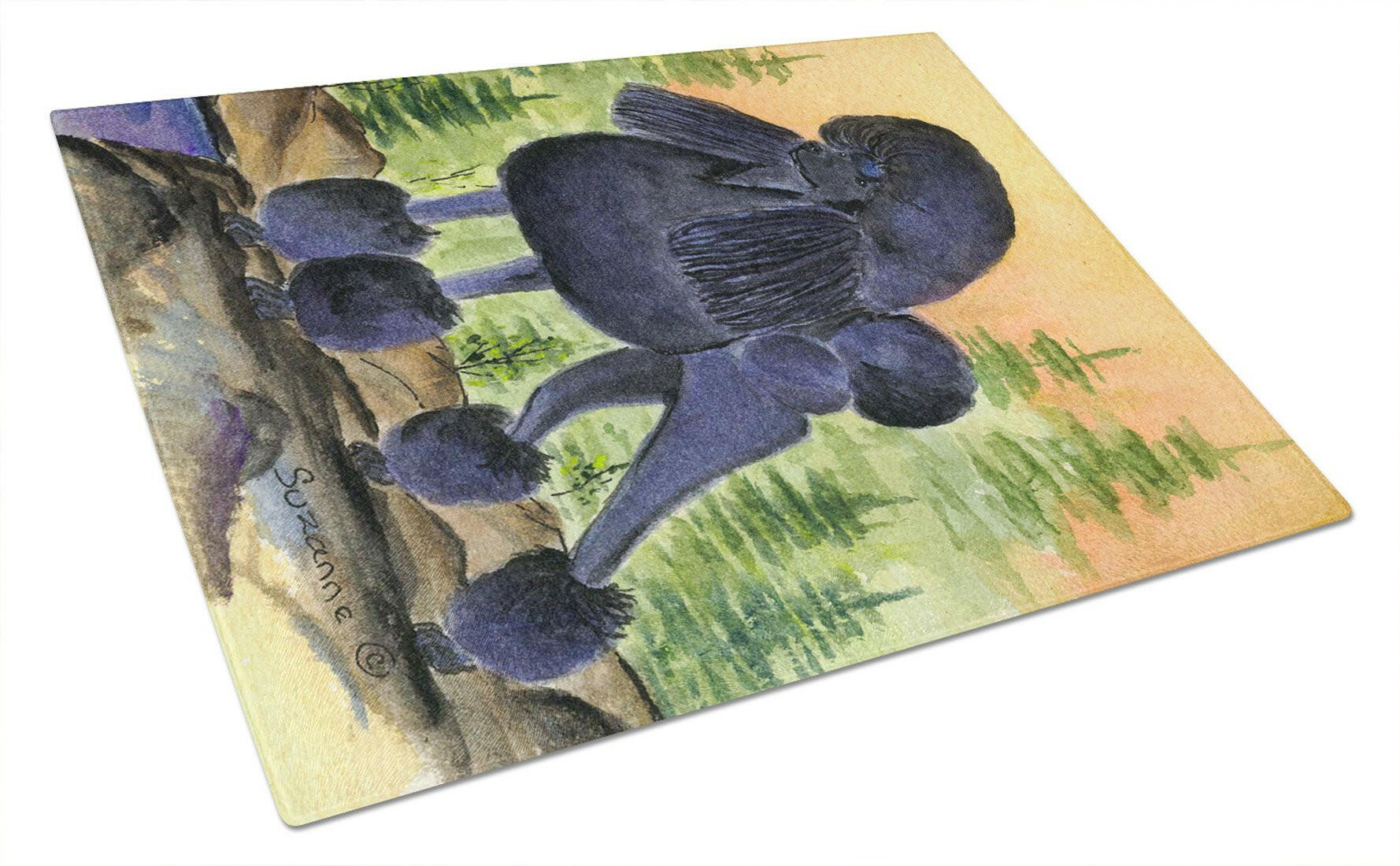 Poodle Cutting Board Tempered Glass Kitchen Cutting Surface, Heat Resistant Chopping, Non-Slip Feet, Food Prep & Serving
