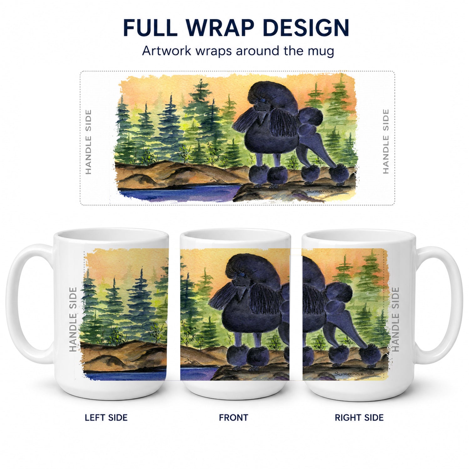 Poodle Ceramic Coffee Mug 15 oz Decorative Large C Handle Mug Cup for Tea, Cocoa Hot Chocolate