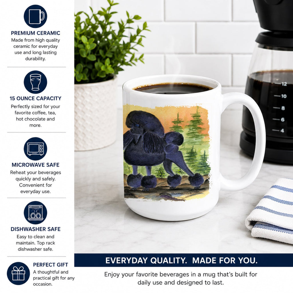 Poodle Ceramic Coffee Mug 15 oz Decorative Large C Handle Mug Cup for Tea, Cocoa Hot Chocolate