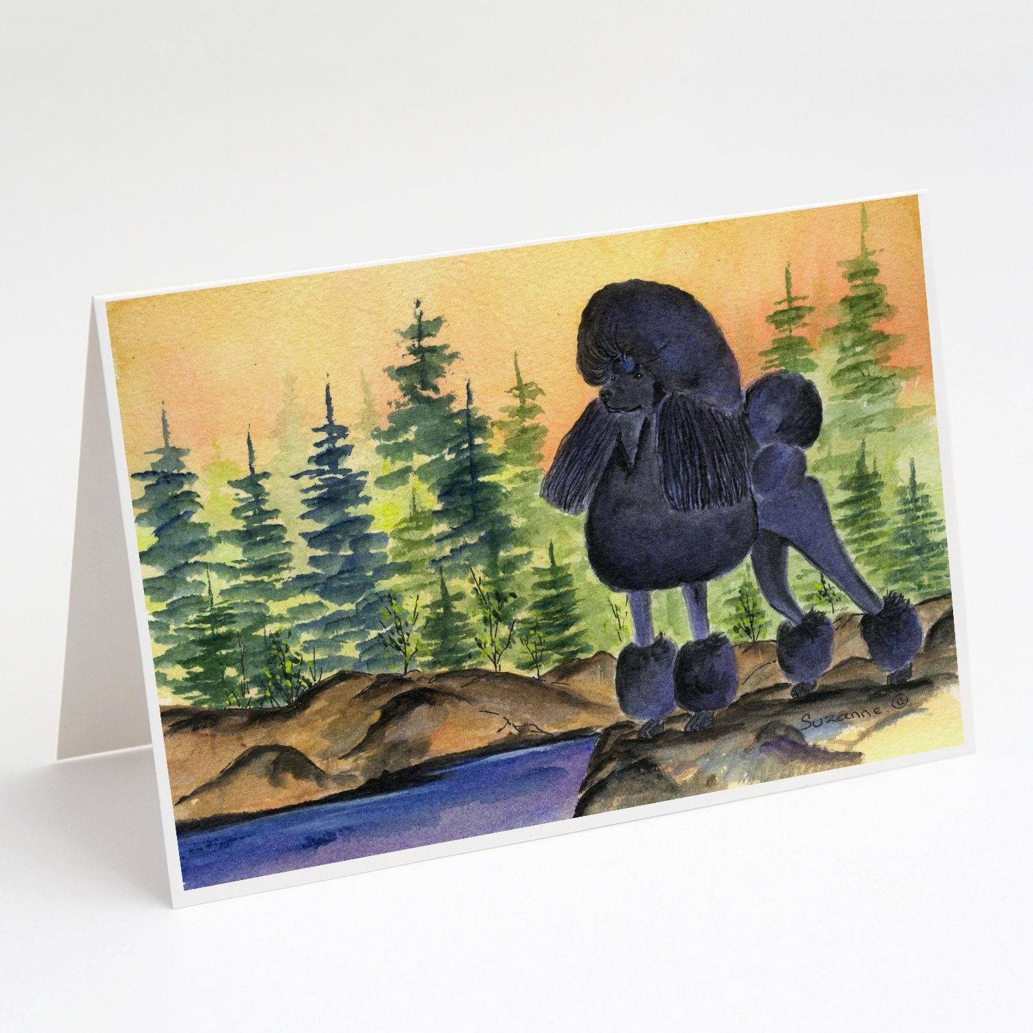 Poodle Greeting Cards Pack of 8 Blank Cards with Envelopes Whimsical A7 Size 5x7