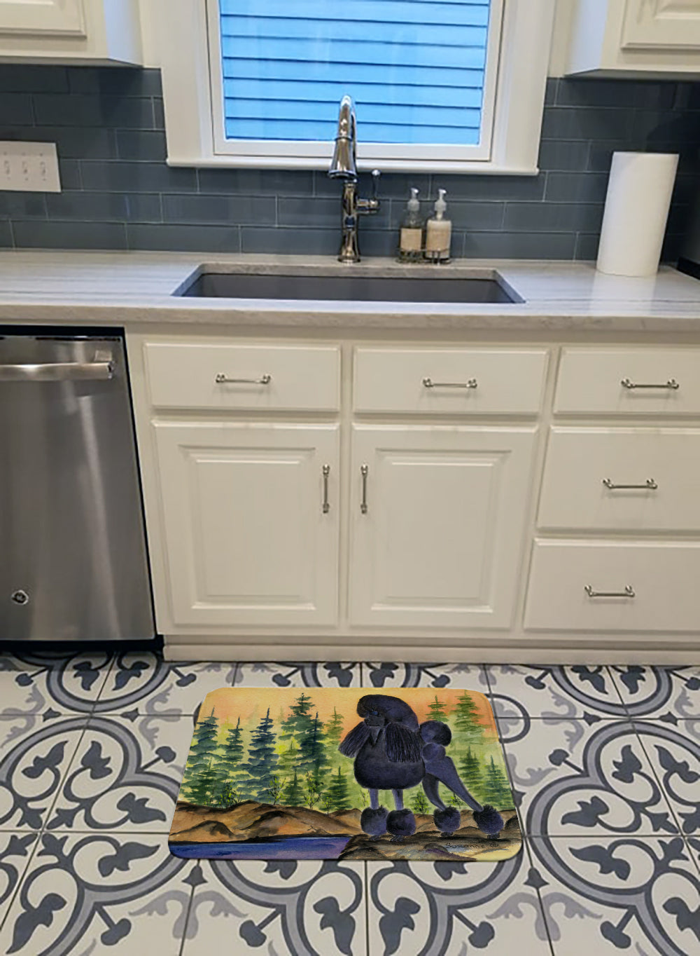 Poodle Memory Foam Kitchen Mat Machine Washable Anti-Fatigue Cushion Comfort Bath or Kitchen Rug