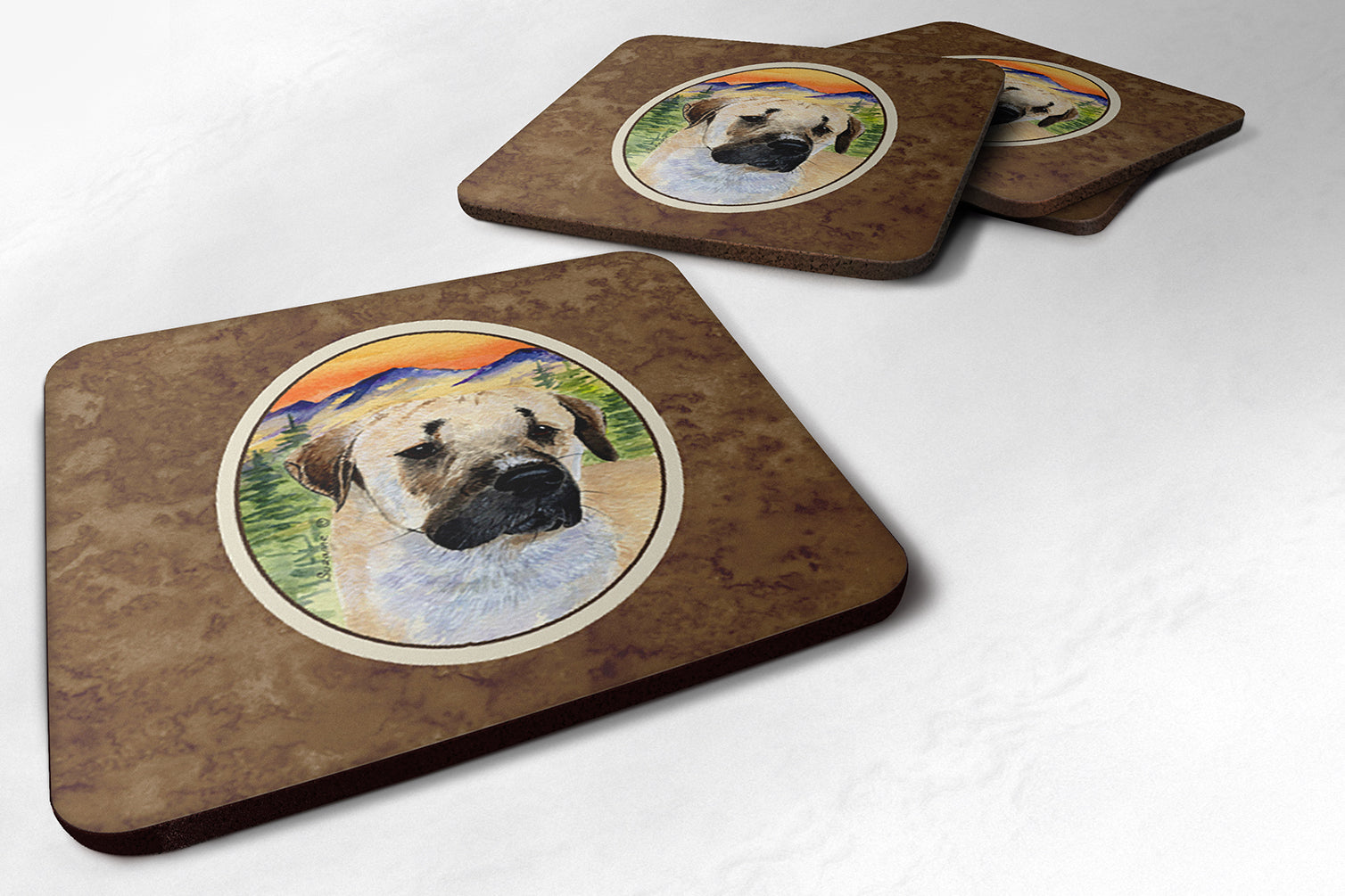 Anatolian Shepherd Foam Coasters Set of 4 Cup Coasters for Indoor Outdoor, Tabletop Protection, Anti Slip, Mouse pad Material
