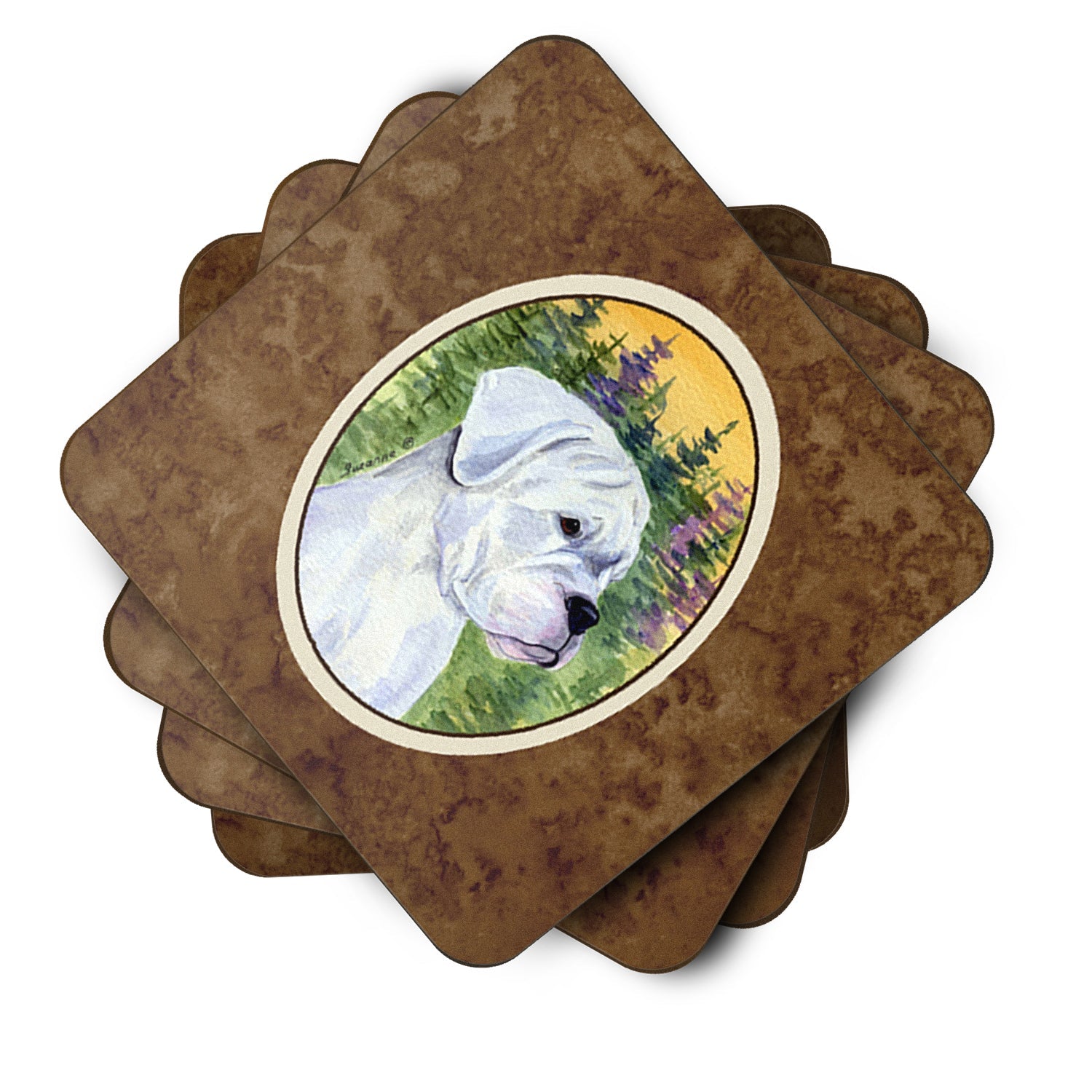 Boxer Foam Coasters Set of 4 Cup Coasters for Indoor Outdoor, Tabletop Protection, Anti Slip, Mouse pad Material