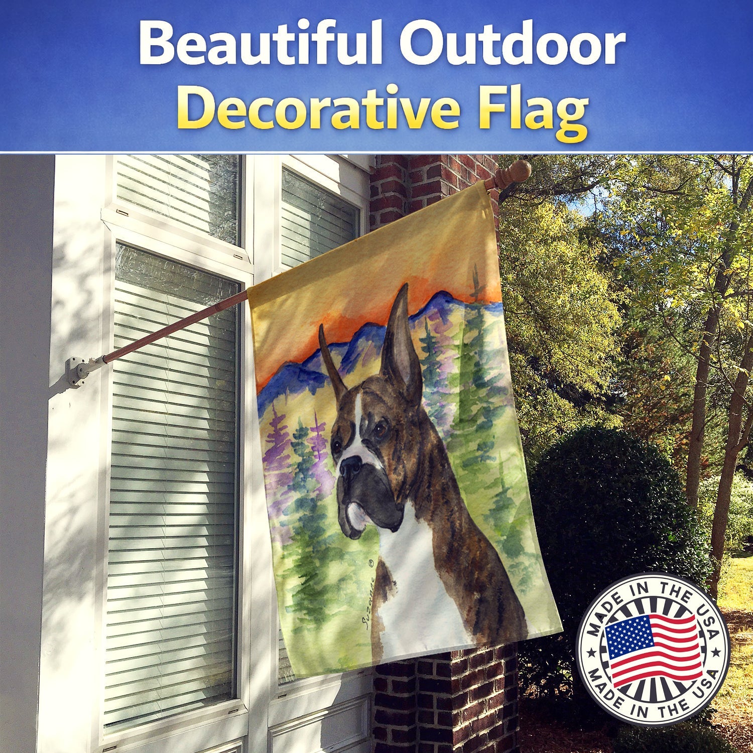 Boxer House Flag 28x40 Porch Sleeve Pole Decorative Outside Yard Banner Artwork Wall Hanging, Polyester