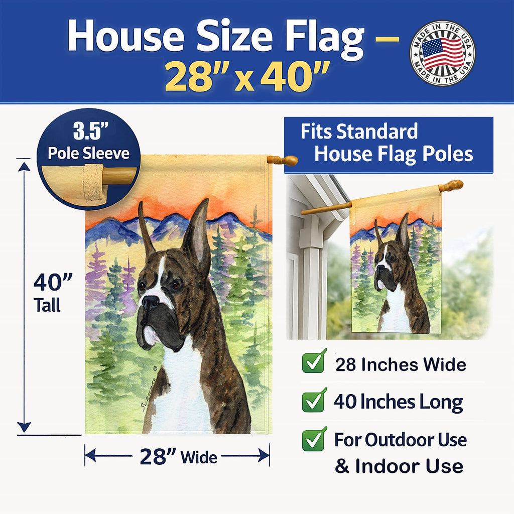 Boxer House Flag 28x40 Porch Sleeve Pole Decorative Outside Yard Banner Artwork Wall Hanging, Polyester