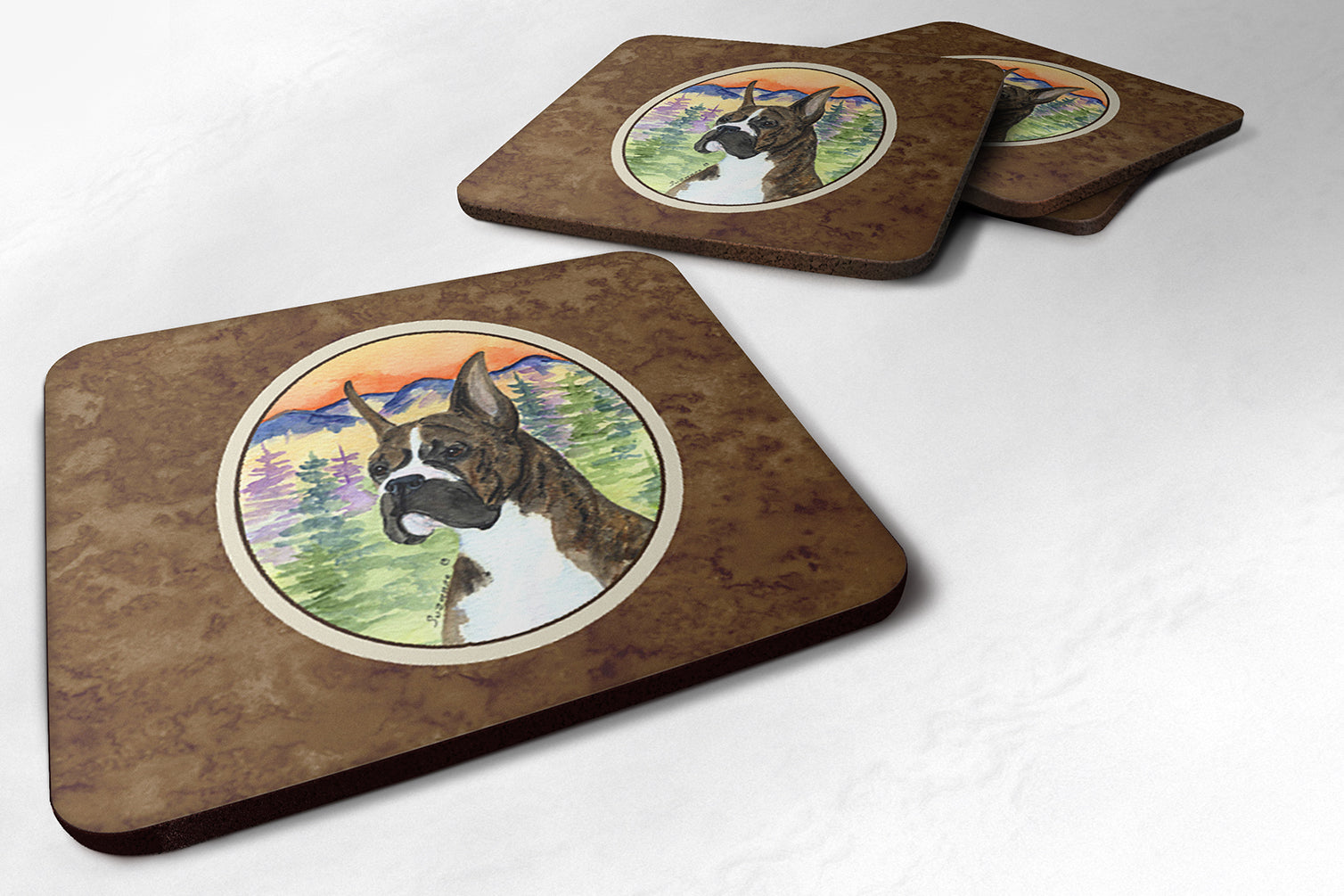Boxer Foam Coasters Set of 4 Cup Coasters for Indoor Outdoor, Tabletop Protection, Anti Slip, Mouse pad Material