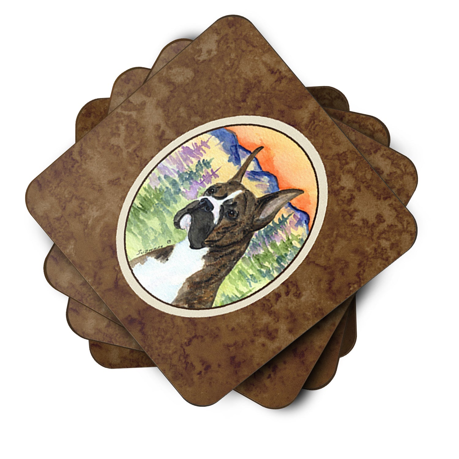 Boxer Foam Coasters Set of 4 Cup Coasters for Indoor Outdoor, Tabletop Protection, Anti Slip, Mouse pad Material