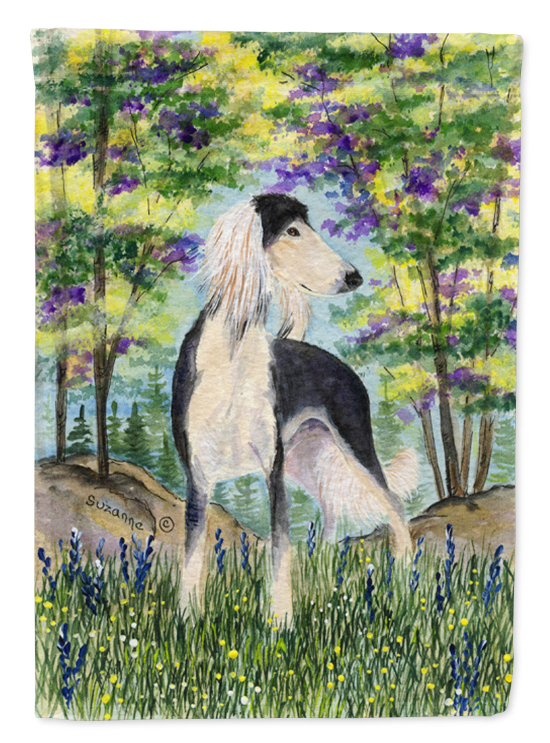 Saluki House Flag 28x40 Porch Sleeve Pole Decorative Outside Yard Banner Artwork Wall Hanging, Polyester