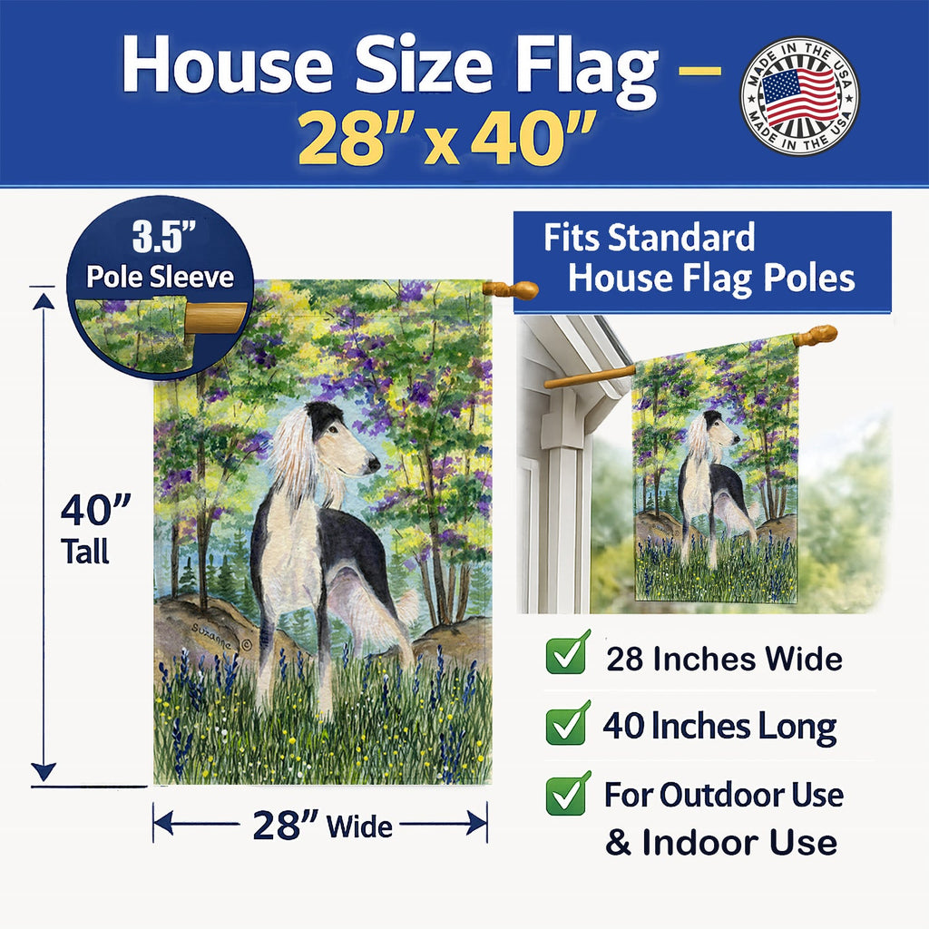 Saluki House Flag 28x40 Porch Sleeve Pole Decorative Outside Yard Banner Artwork Wall Hanging, Polyester
