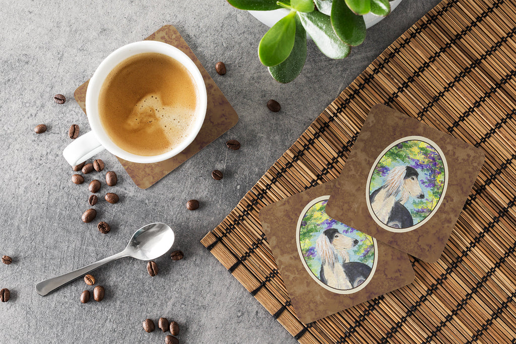 Saluki Foam Coasters Set of 4 Cup Coasters for Indoor Outdoor, Tabletop Protection, Anti Slip, Mouse pad Material
