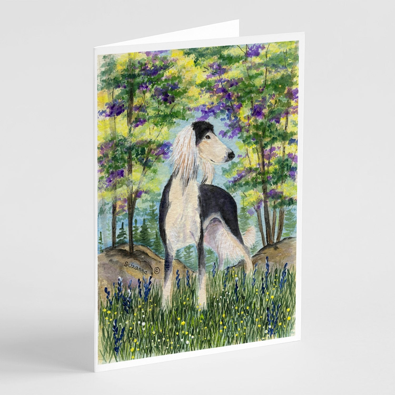 Saluki Greeting Cards Pack of 8 Blank Cards with Envelopes Whimsical A7 Size 5x7
