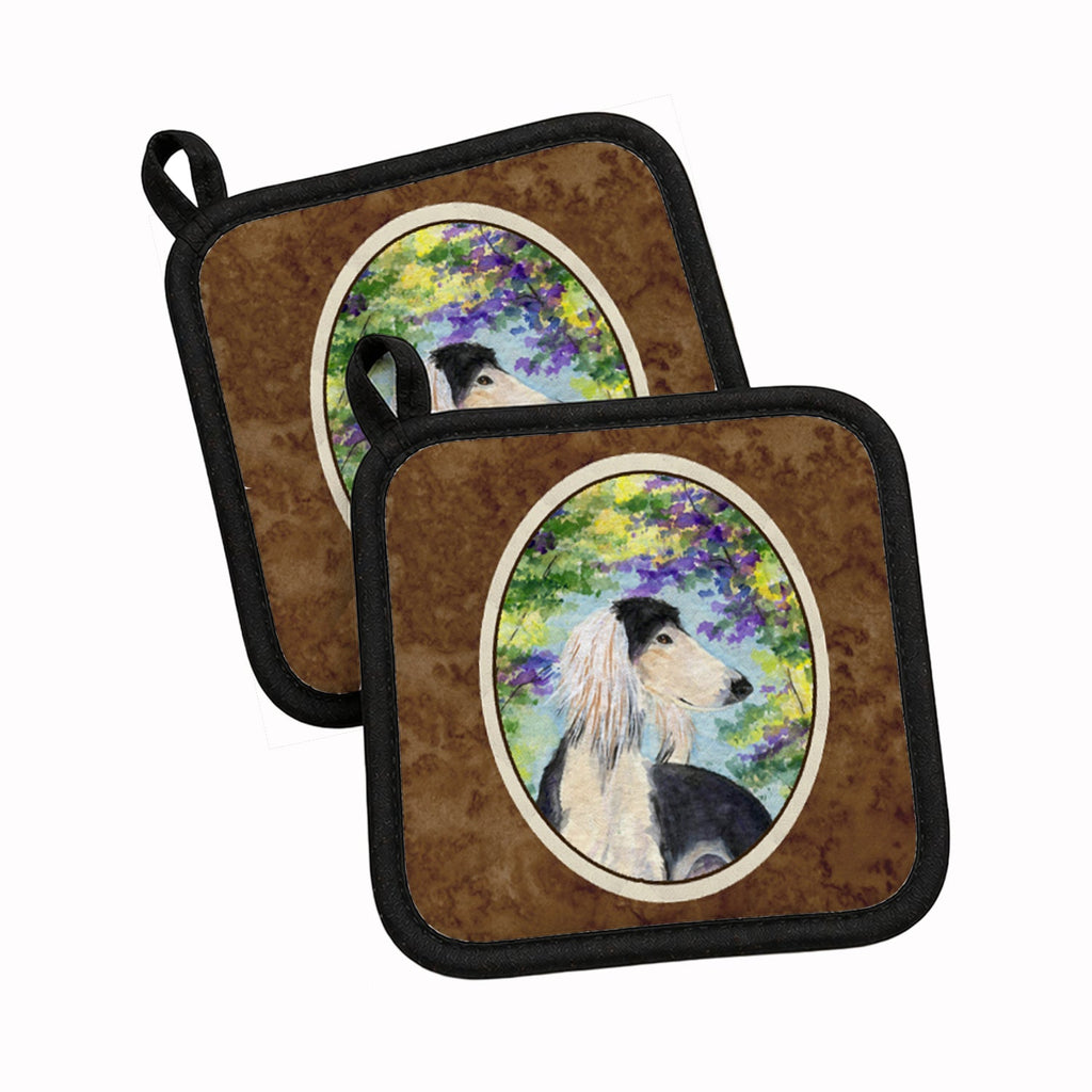 Saluki Pot Holder Set of 2 Heat Resistant Quilted Hot Pads 7.5 x 7.5 Inch, Insulated Kitchen Trivets for Cooking & Baking