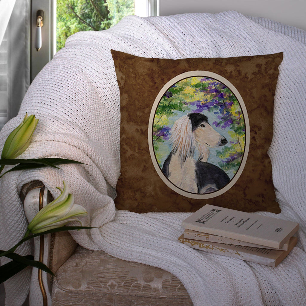 Saluki Decorative Throw Pillow 14x14 Indoor Outdoor Accent Cushion, Fabric Cover with Insert for Sofa, Bed, Porch & Living Room