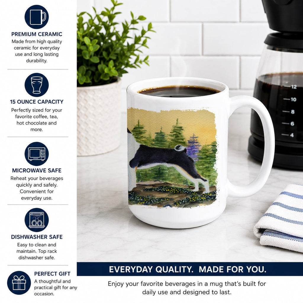 Basenji Ceramic Coffee Mug 15 oz Decorative Large C Handle Mug Cup for Tea, Cocoa Hot Chocolate