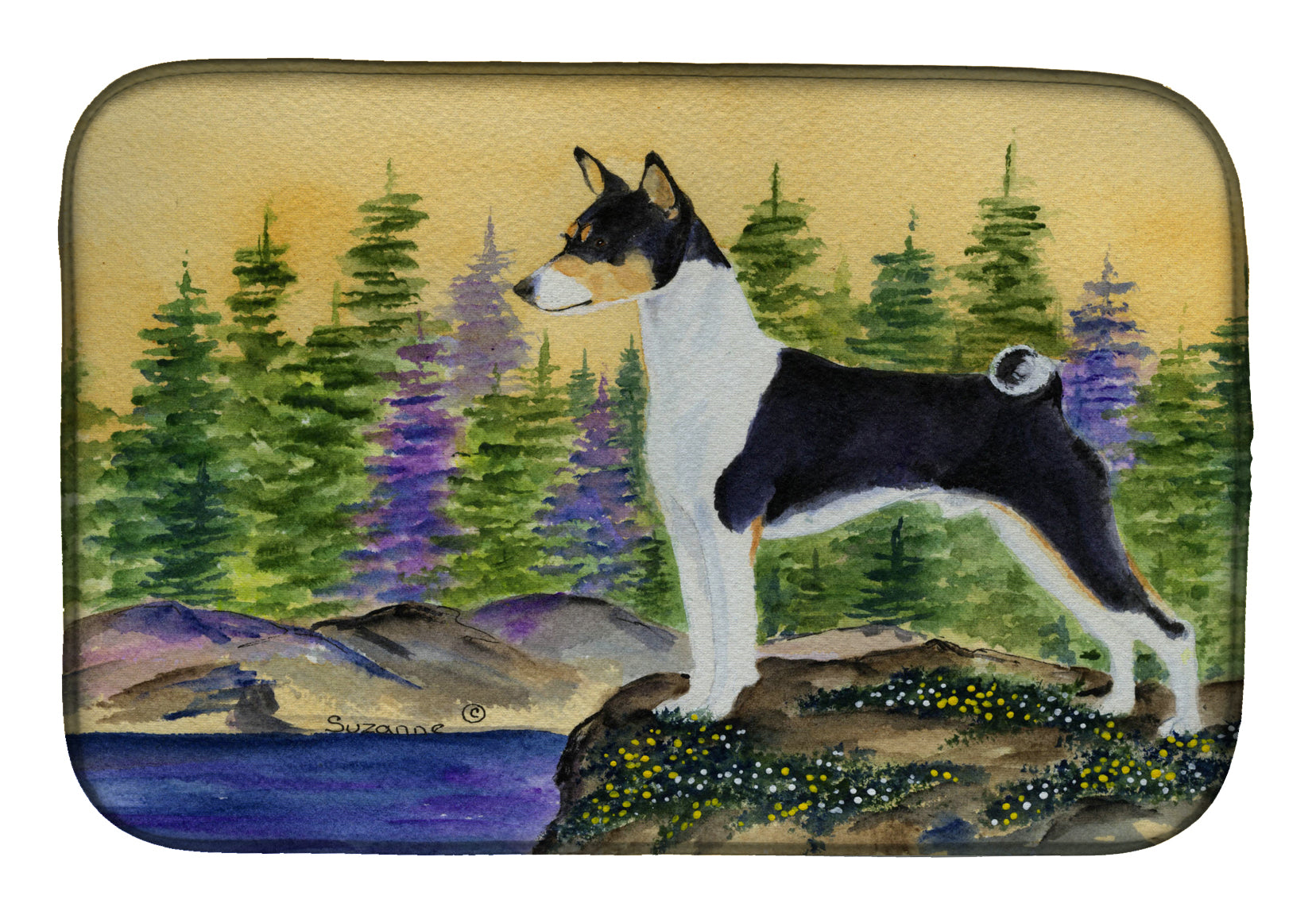 Basenji Dish Drying Mat Absorbent Dish Drying Mat Pad for Kitchen Counter Dish Drainer Mat for Countertop, 14 x 21", Multicolor