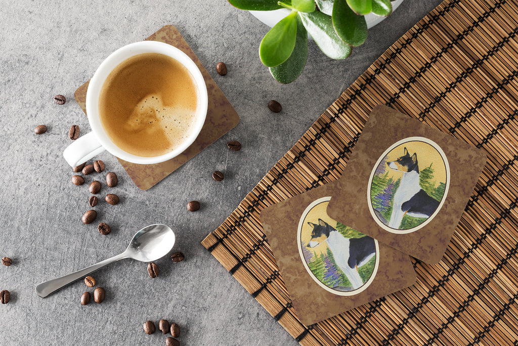 Basenji Foam Coasters Set of 4 Cup Coasters for Indoor Outdoor, Tabletop Protection, Anti Slip, Mouse pad Material