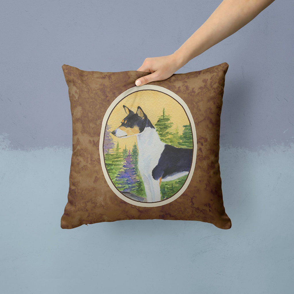 Basenji Decorative Throw Pillow 14x14 Indoor Outdoor Accent Cushion, Fabric Cover with Insert for Sofa, Bed, Porch & Living Room