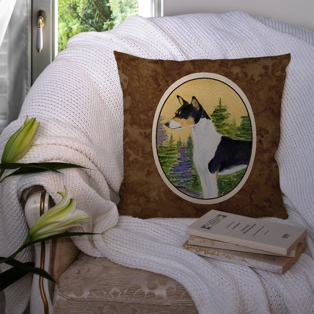 Basenji Decorative Throw Pillow 14x14 Indoor Outdoor Accent Cushion, Fabric Cover with Insert for Sofa, Bed, Porch & Living Room
