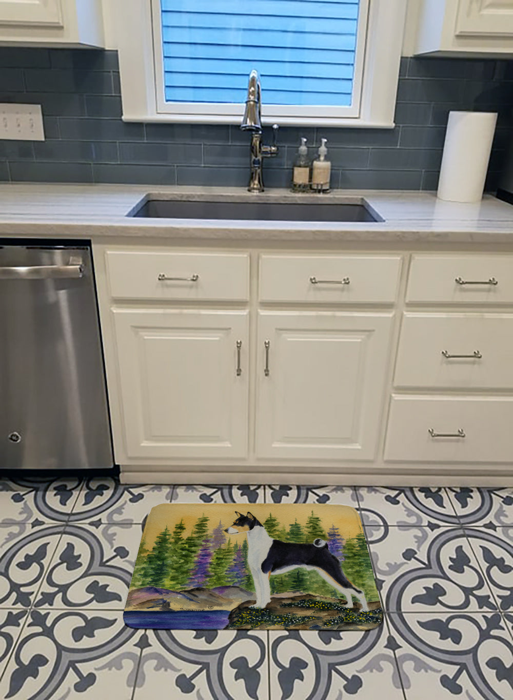 Basenji Memory Foam Kitchen Mat Machine Washable Anti-Fatigue Cushion Comfort Bath or Kitchen Rug
