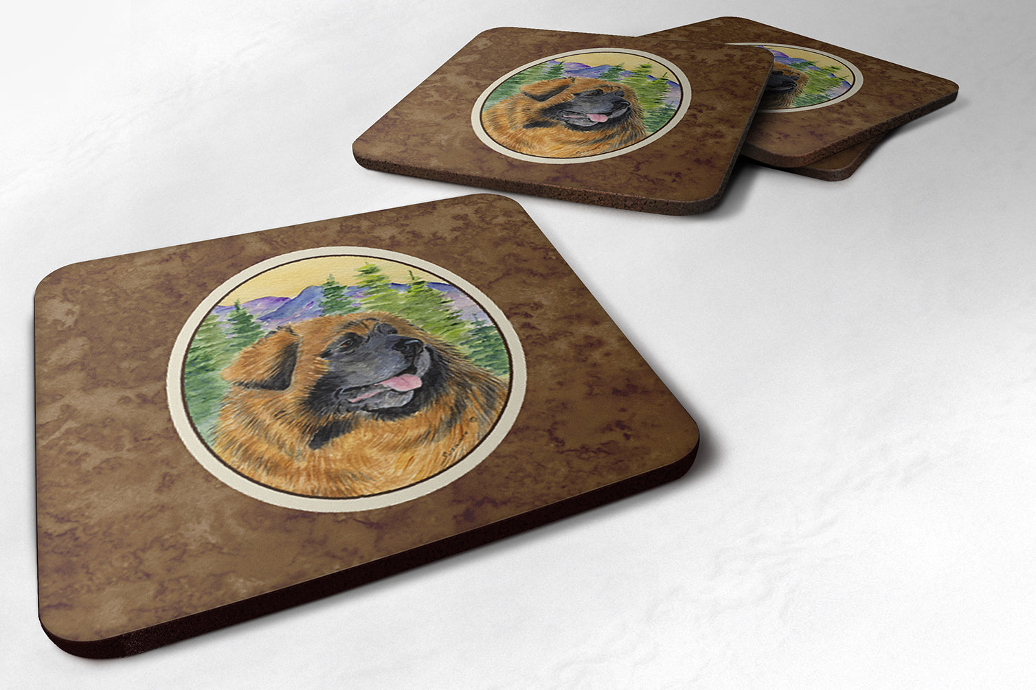 Leonberger Foam Coasters Set of 4 Cup Coasters for Indoor Outdoor, Tabletop Protection, Anti Slip, Mouse pad Material