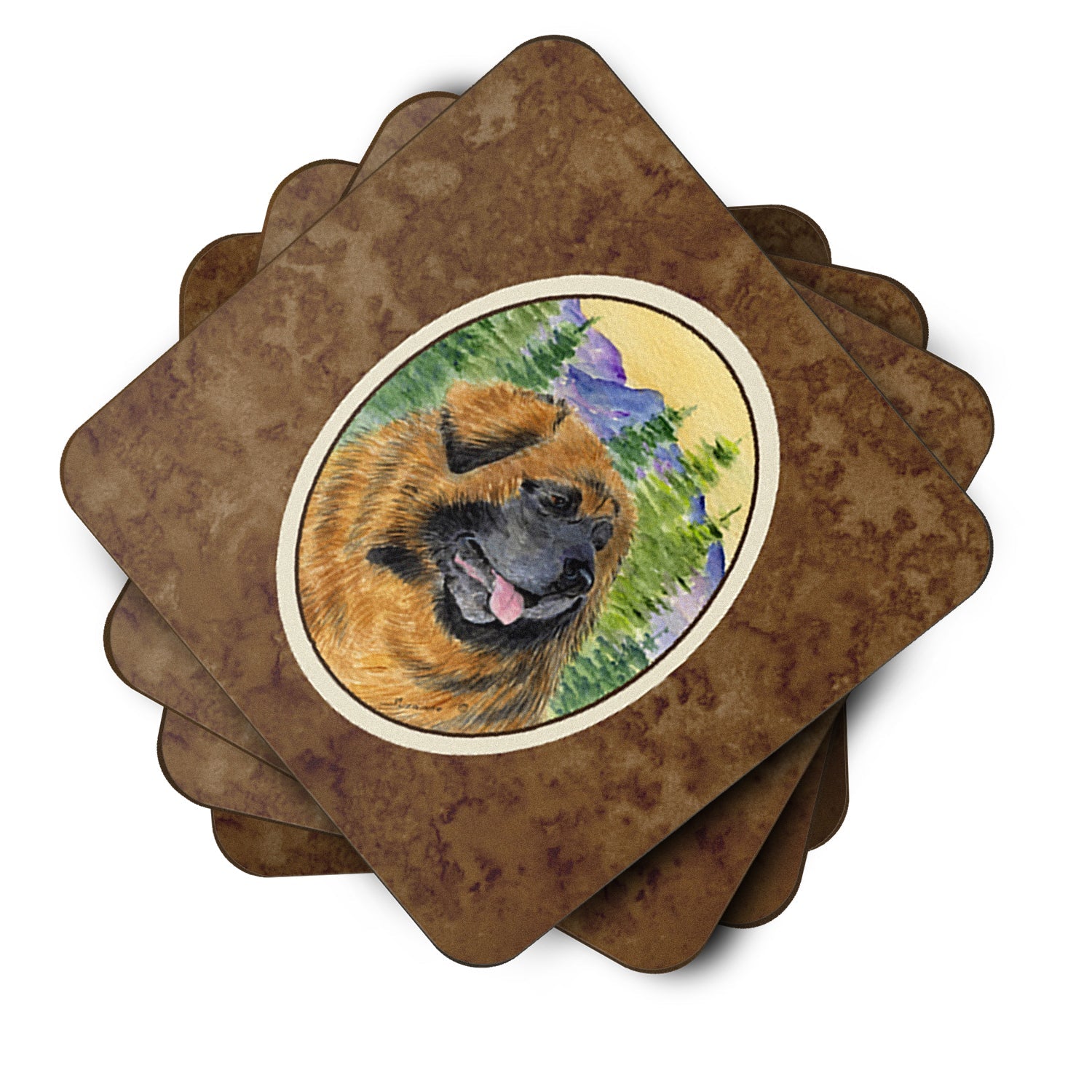 Leonberger Foam Coasters Set of 4 Cup Coasters for Indoor Outdoor, Tabletop Protection, Anti Slip, Mouse pad Material