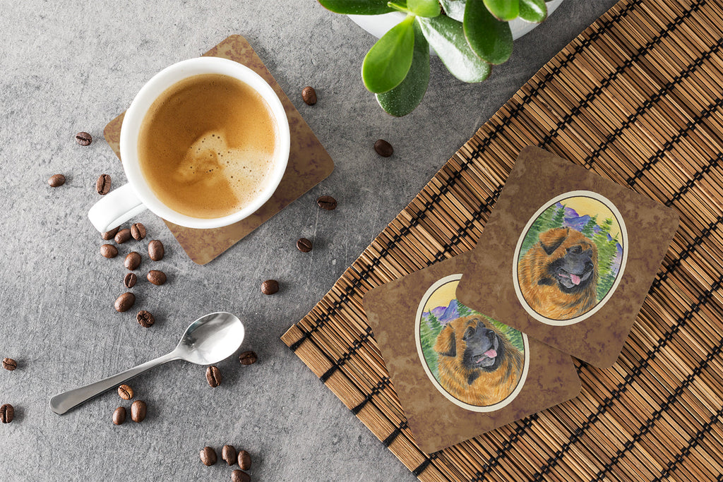 Leonberger Foam Coasters Set of 4 Cup Coasters for Indoor Outdoor, Tabletop Protection, Anti Slip, Mouse pad Material