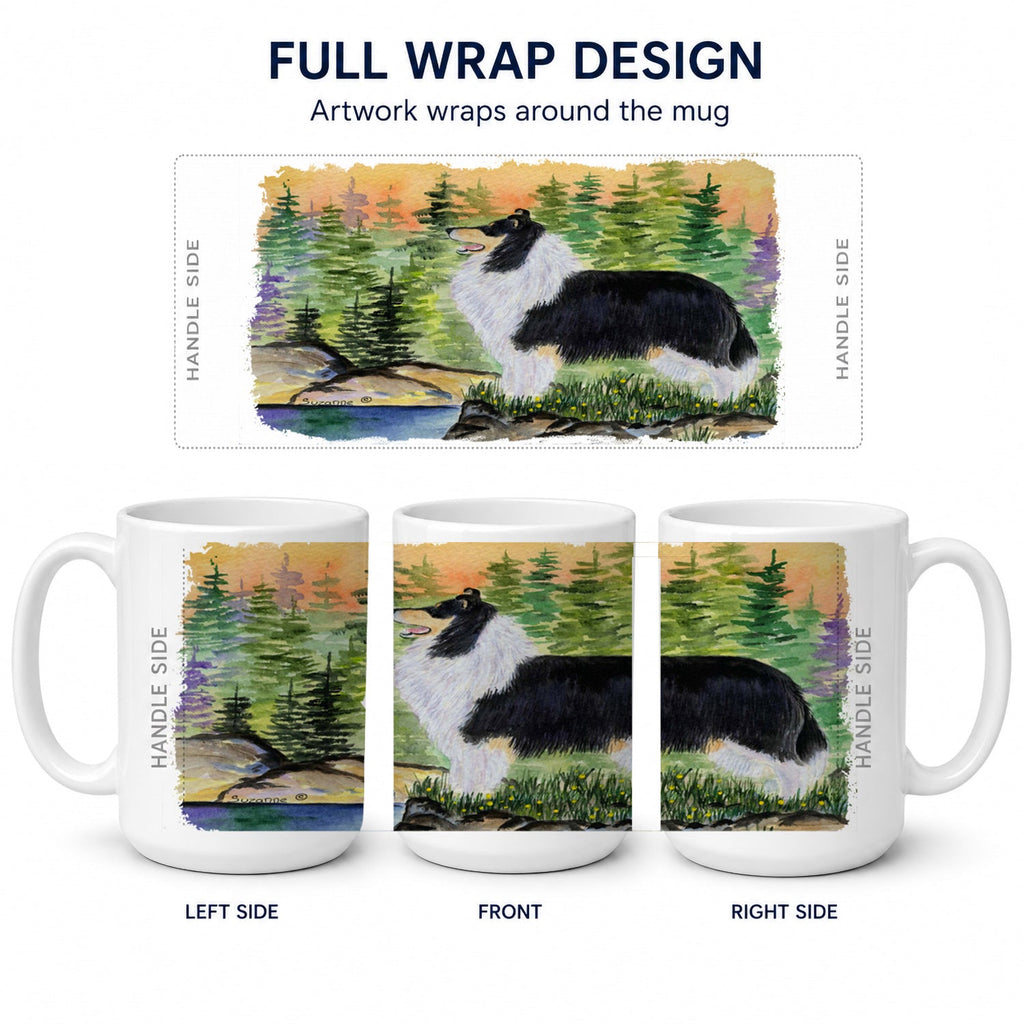 Collie Ceramic Coffee Mug 15 oz Decorative Large C Handle Mug Cup for Tea, Cocoa Hot Chocolate