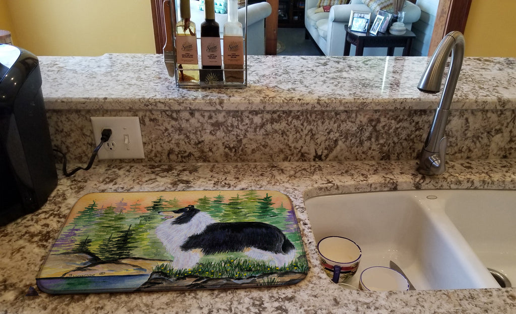 Collie Dish Drying Mat Absorbent Dish Drying Mat Pad for Kitchen Counter Dish Drainer Mat for Countertop, 14 x 21", Multicolor