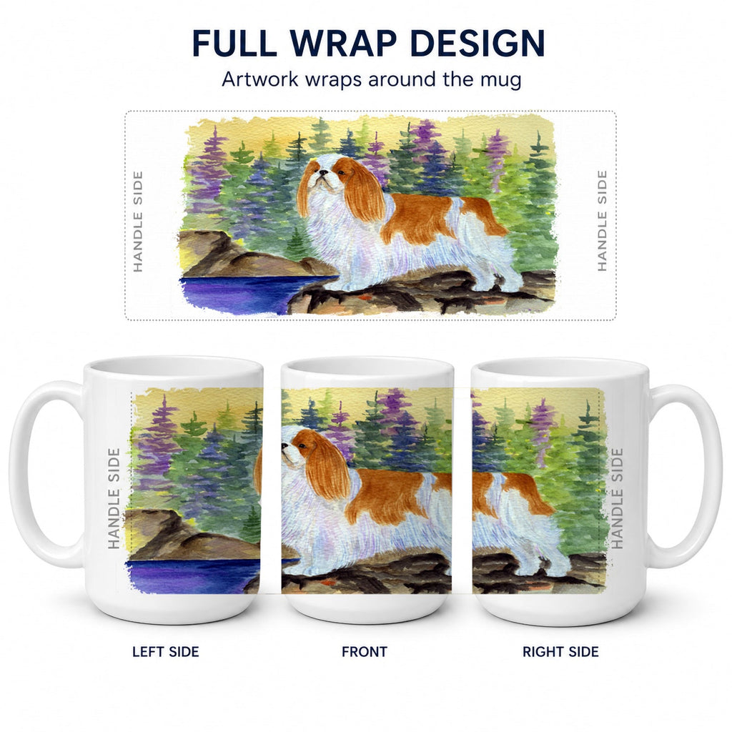 English Toy Spaniel Ceramic Coffee Mug 15 oz Decorative Large C Handle Mug Cup for Tea, Cocoa Hot Chocolate