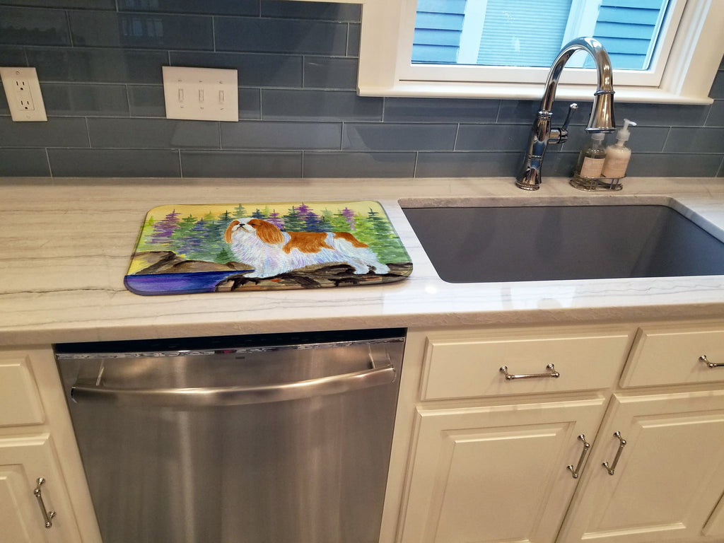 English Toy Spaniel Dish Drying Mat Absorbent Dish Drying Mat Pad for Kitchen Counter Dish Drainer Mat for Countertop, 14 x 21", Multicolor