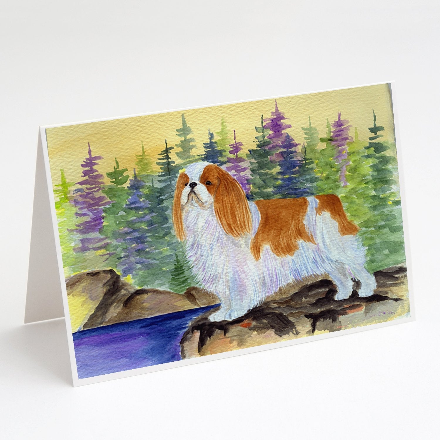 English Toy Spaniel Greeting Cards Pack of 8 Blank Cards with Envelopes Whimsical A7 Size 5x7