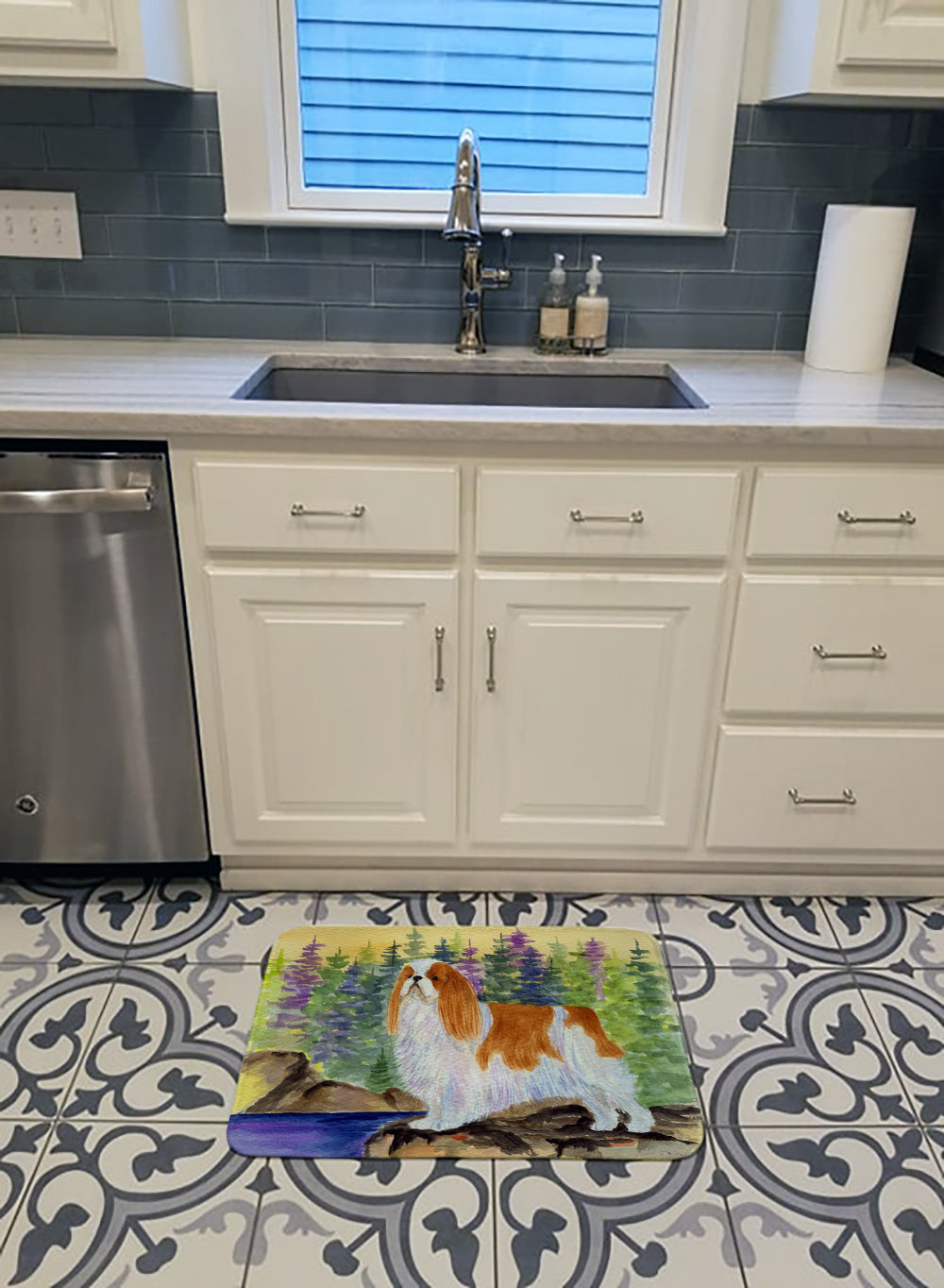 English Toy Spaniel Memory Foam Kitchen Mat Machine Washable Anti-Fatigue Cushion Comfort Bath or Kitchen Rug