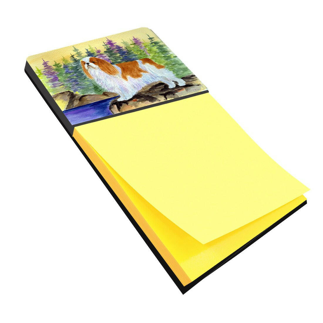 English Toy Spaniel Watercolor Sticky Note Holder Refillable Dispenser Desk Accessory 3x3 Pad Gift