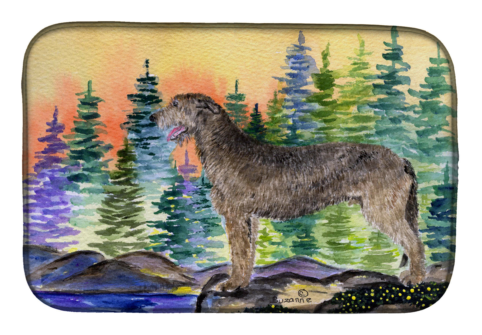 Irish Wolfhound Dish Drying Mat Absorbent Dish Drying Mat Pad for Kitchen Counter Dish Drainer Mat for Countertop, 14 x 21", Multicolor