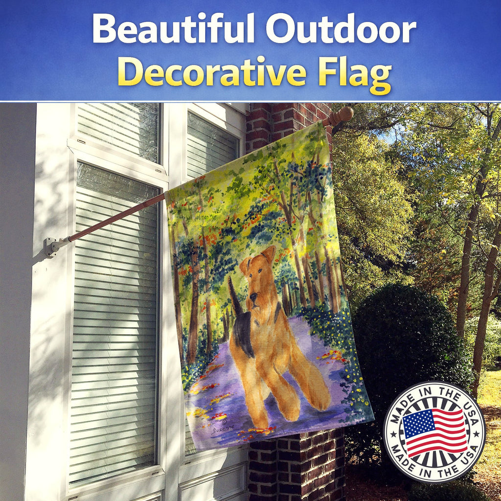 Airedale House Flag 28x40 Porch Sleeve Pole Decorative Outside Yard Banner Artwork Wall Hanging, Polyester