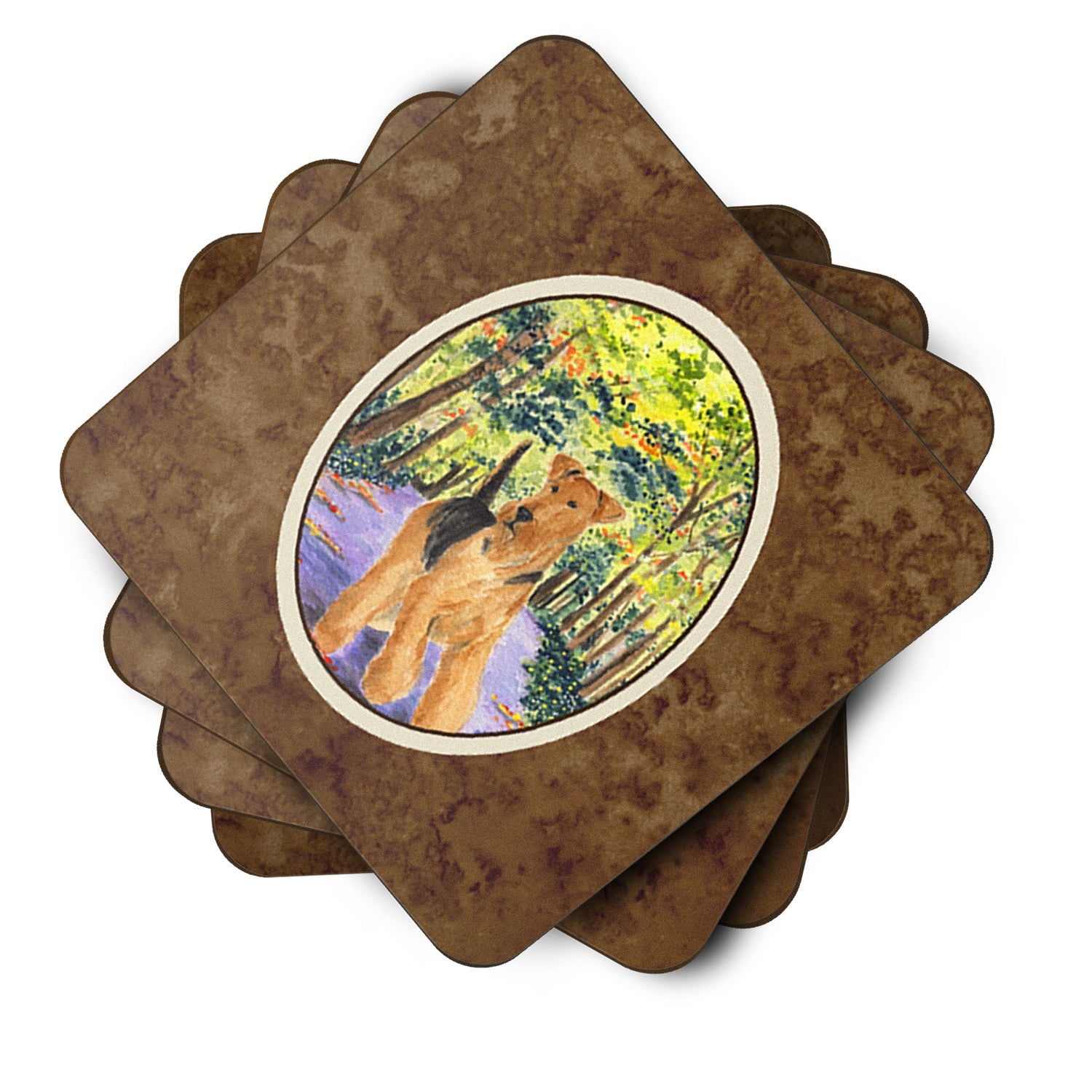 Airedale Foam Coasters Set of 4 Cup Coasters for Indoor Outdoor, Tabletop Protection, Anti Slip, Mouse pad Material