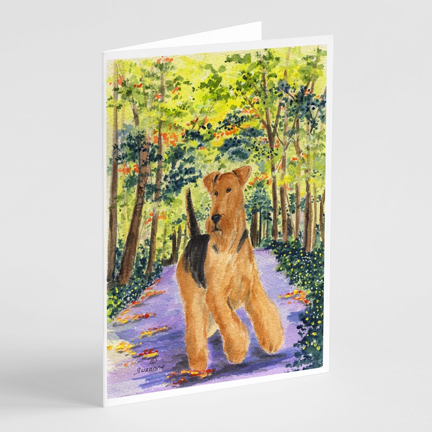 Airedale Greeting Cards Pack of 8 Blank Cards with Envelopes Whimsical A7 Size 5x7