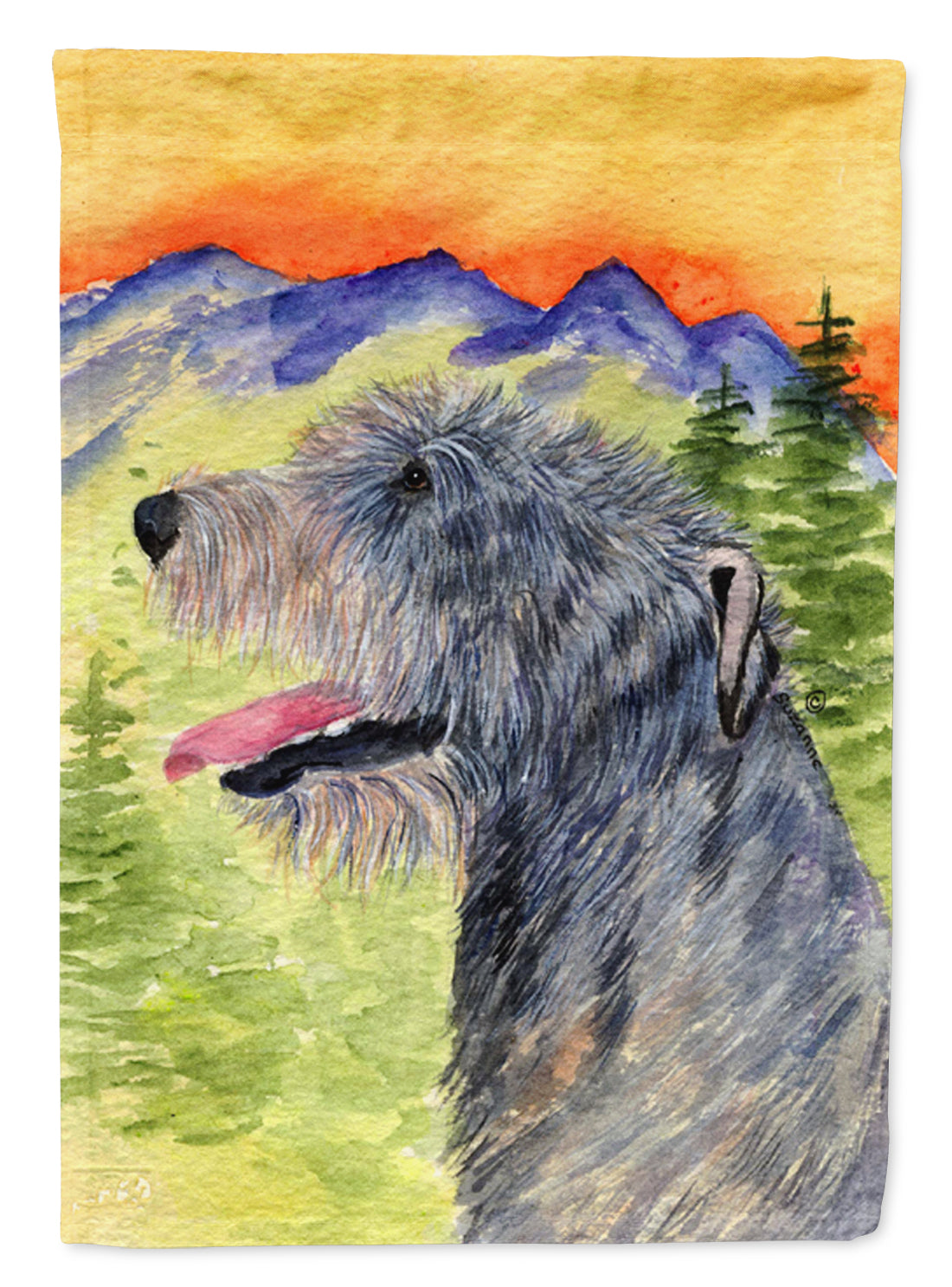 Irish Wolfhound House Flag 28x40 Porch Sleeve Pole Decorative Outside Yard Banner Artwork Wall Hanging, Polyester