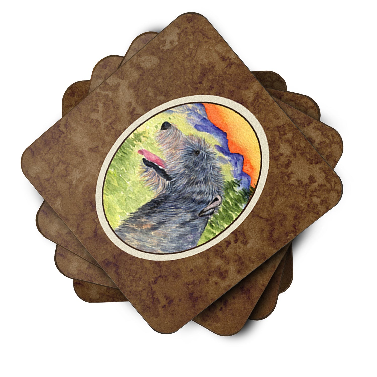 Irish Wolfhound Foam Coasters Set of 4 Cup Coasters for Indoor Outdoor, Tabletop Protection, Anti Slip, Mouse pad Material