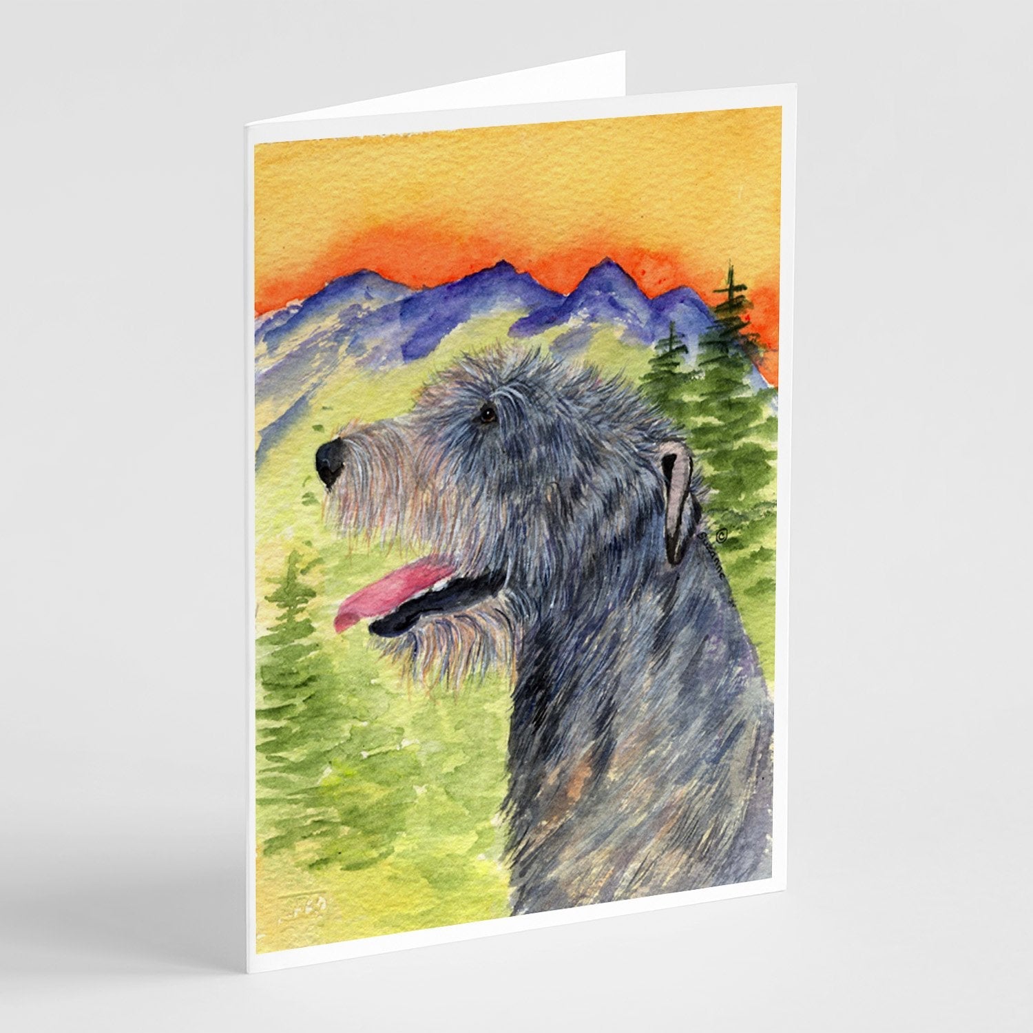 Irish Wolfhound Greeting Cards Pack of 8 Blank Cards with Envelopes Whimsical A7 Size 5x7