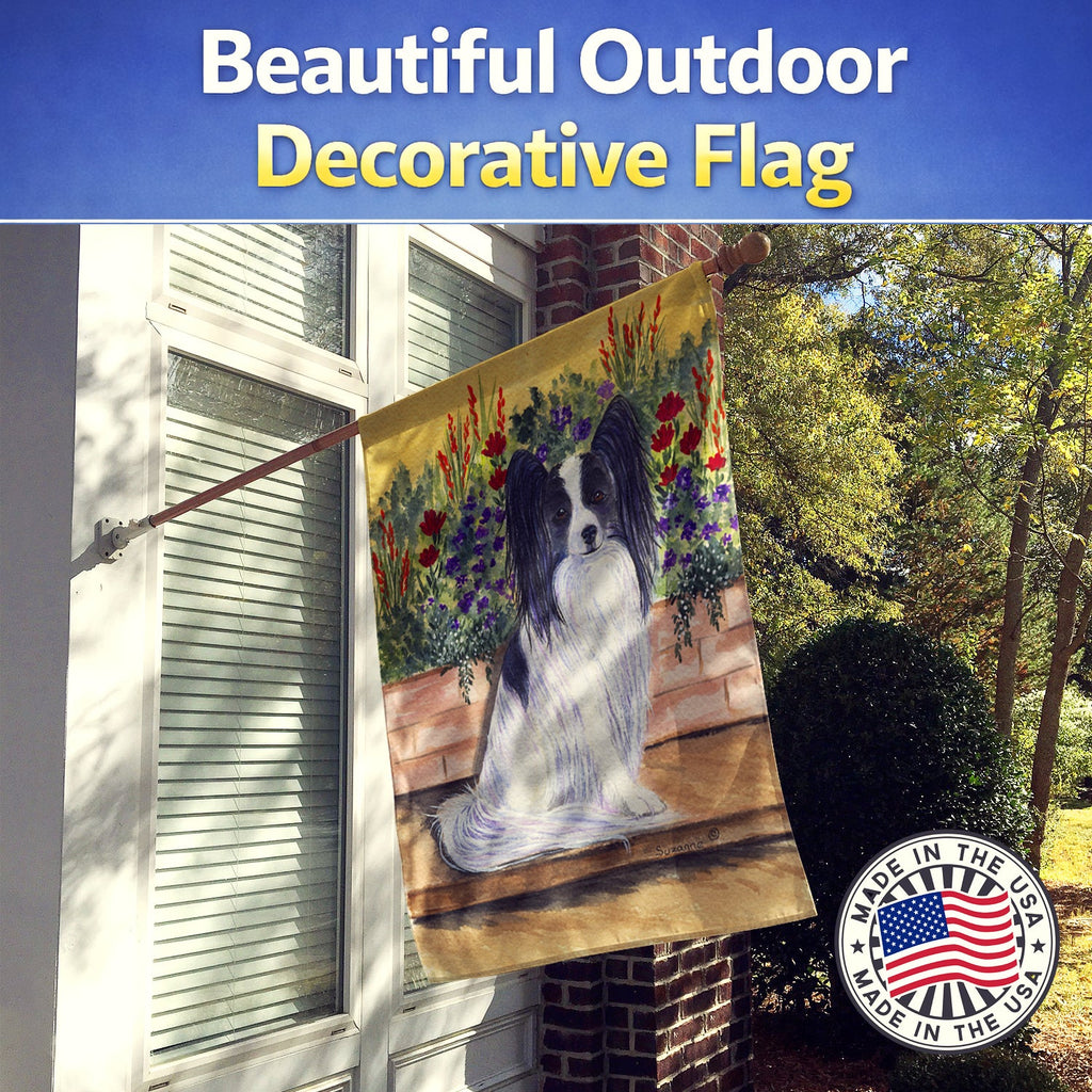 Papillon House Flag 28x40 Porch Sleeve Pole Decorative Outside Yard Banner Artwork Wall Hanging, Polyester