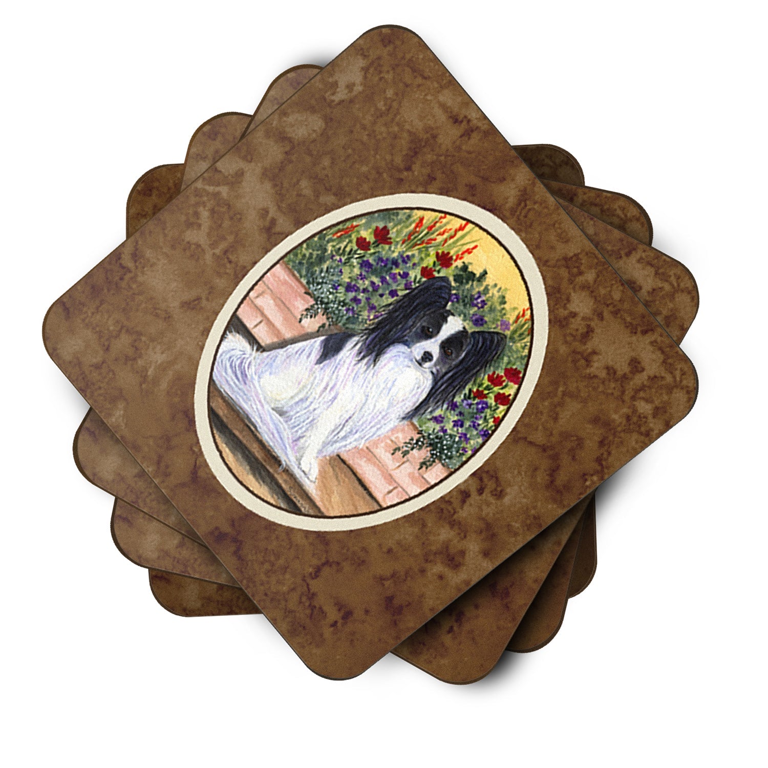 Papillon Foam Coasters Set of 4 Cup Coasters for Indoor Outdoor, Tabletop Protection, Anti Slip, Mouse pad Material