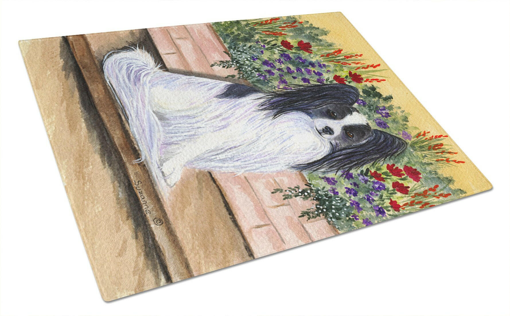 Papillon Cutting Board Tempered Glass Kitchen Cutting Surface, Heat Resistant Chopping, Non-Slip Feet, Food Prep & Serving