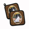 Papillon Pot Holder Set of 2 Heat Resistant Quilted Hot Pads 7.5 x 7.5 Inch, Insulated Kitchen Trivets for Cooking & Baking